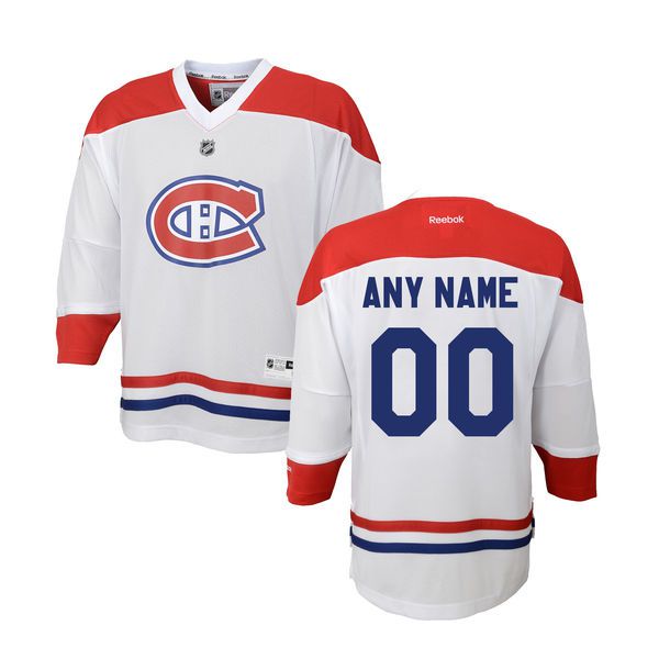 Preschool Montreal Canadiens Reebok White Custom Replica Away NHL Jersey->->Custom Jersey